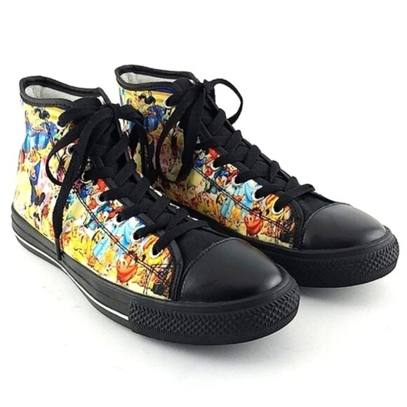 Women's High Top Lace Up Sneakers Disney Character Black Multi Print Size 7.5 - Picture 3 of 15